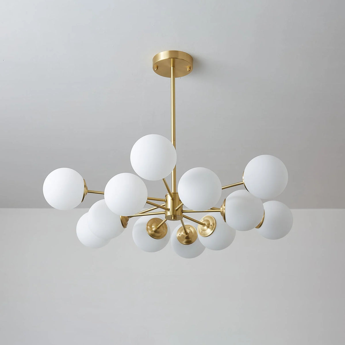 Glass Globe Chandelier Brass Finish Adjustable Suspension