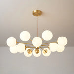Glass Globe Chandelier Brass Finish Adjustable Suspension