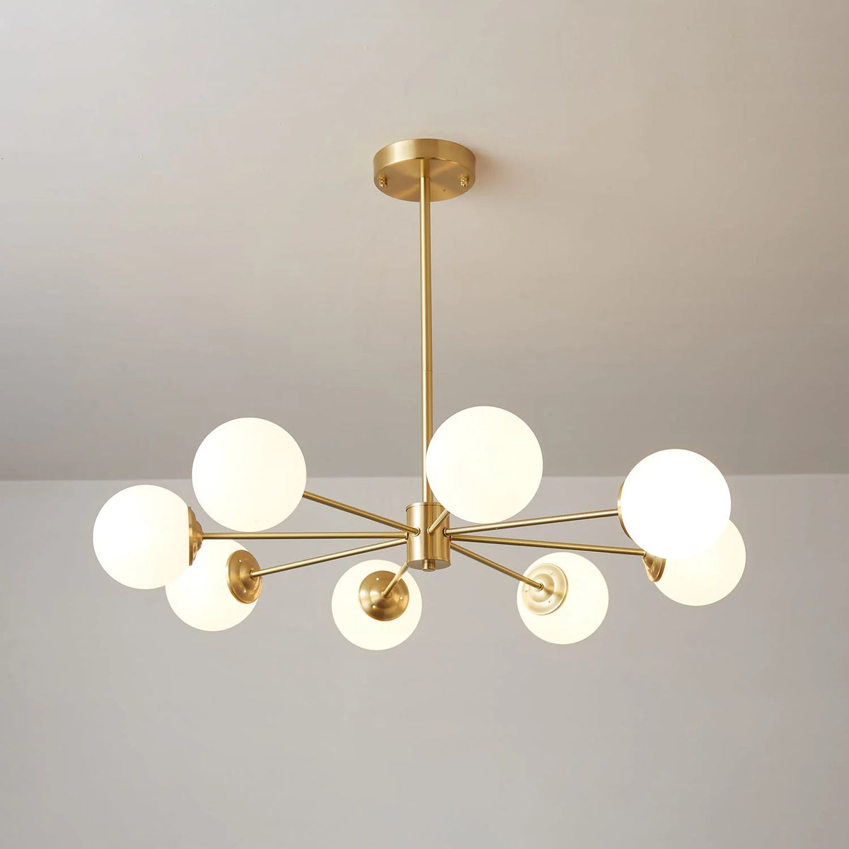 Glass Globe Chandelier Brass Finish Adjustable Suspension