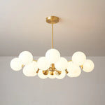 Glass Globe Chandelier Brass Finish Adjustable Suspension