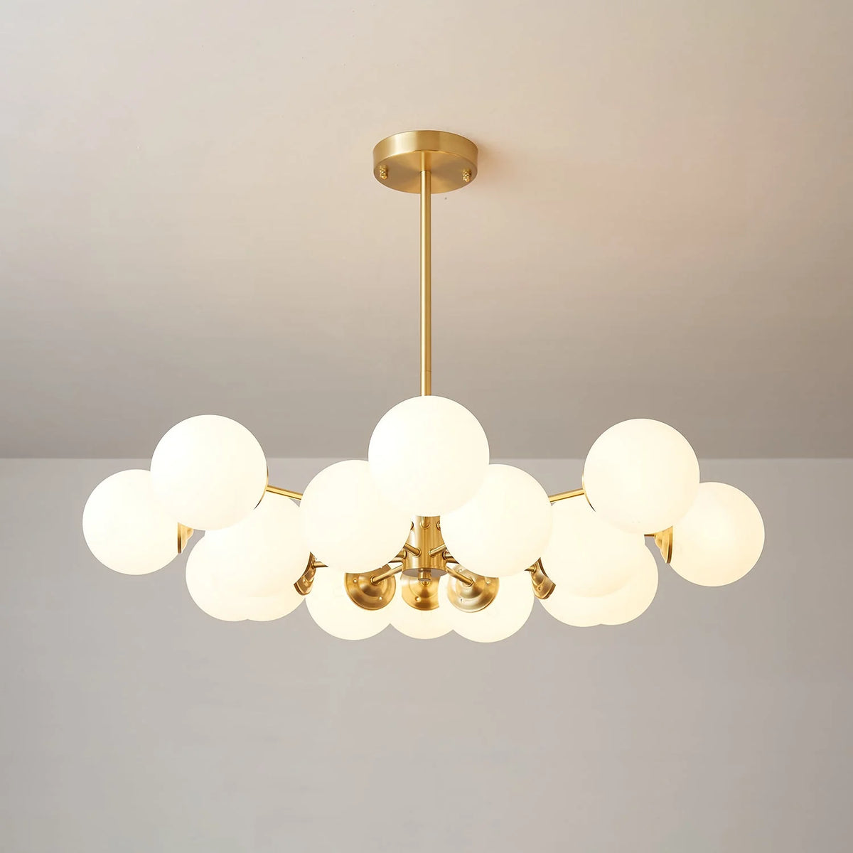 Glass Globe Chandelier Brass Finish Adjustable Suspension