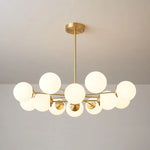 Glass Globe Chandelier Brass Finish Adjustable Suspension