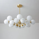 Glass Globe Chandelier Brass Finish Adjustable Suspension