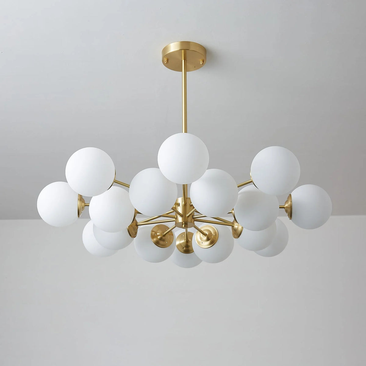 Glass Globe Chandelier Brass Finish Adjustable Suspension