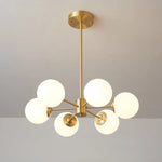 Glass Globe Chandelier Brass Finish Adjustable Suspension