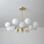Glass Globe Chandelier Brass Finish Adjustable Suspension