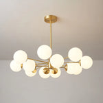 Glass Globe Chandelier Brass Finish Adjustable Suspension