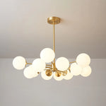Glass Globe Chandelier Brass Finish Adjustable Suspension