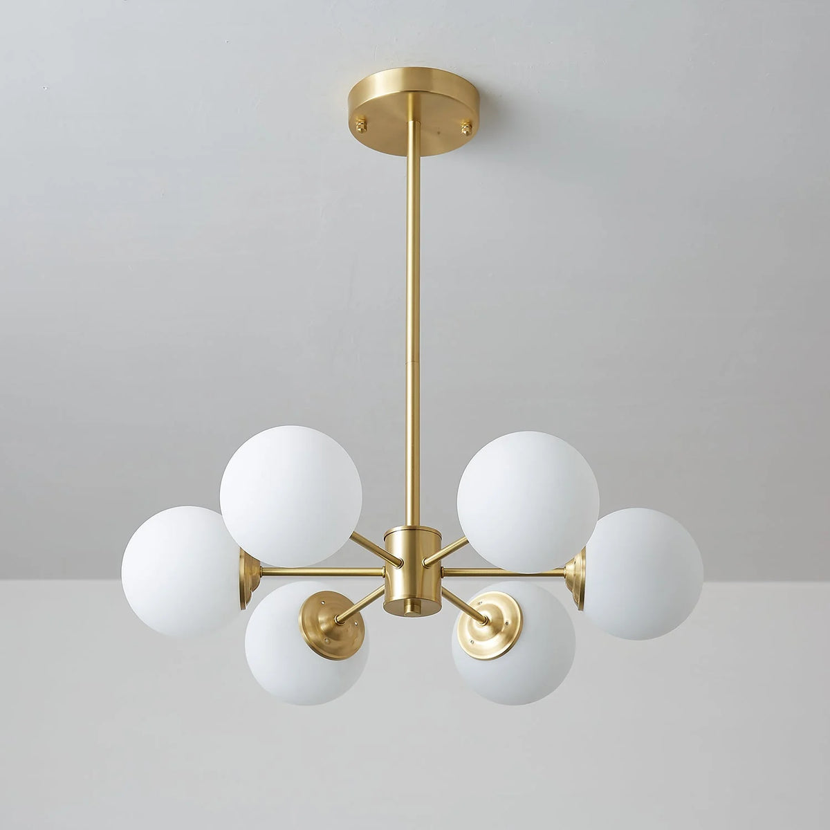 Glass Globe Chandelier Brass Finish Adjustable Suspension