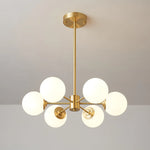 Glass Globe Chandelier Brass Finish Adjustable Suspension