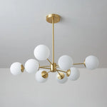 Glass Globe Chandelier Brass Finish Adjustable Suspension