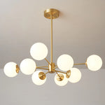 Glass Globe Chandelier Brass Finish Adjustable Suspension