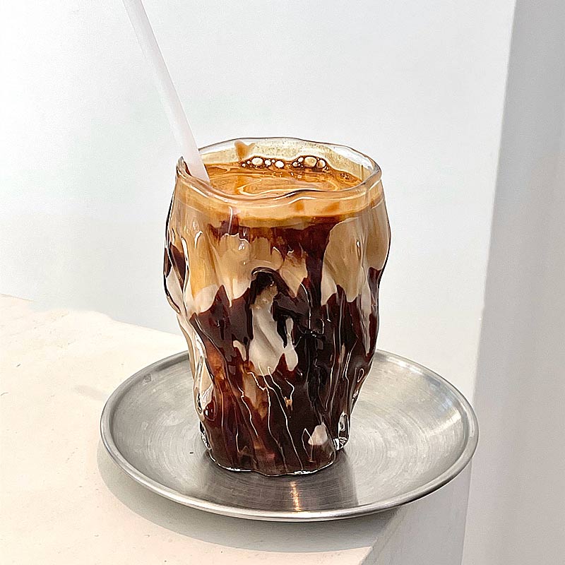 Glass Mug Hammered Texture 10.8 Fl Oz