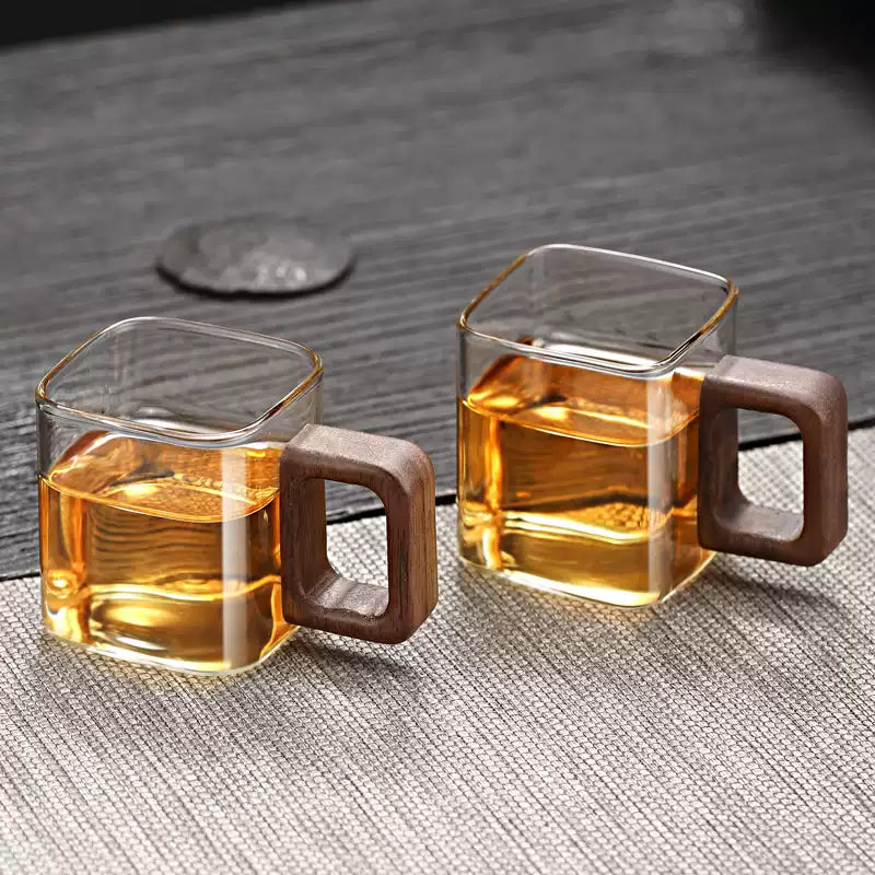 Glass Mug Heat-Resistant Borosilicate Square Design 3 Oz