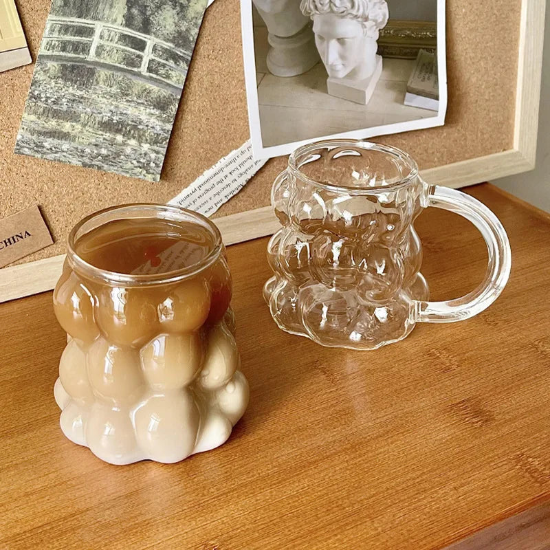 Glass Mug Irregular Bubble Design Heat-Resistant 10.1 fl oz