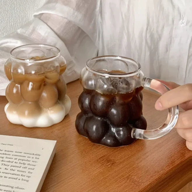 Glass Mug Irregular Bubble Design Heat-Resistant 10.1 fl oz
