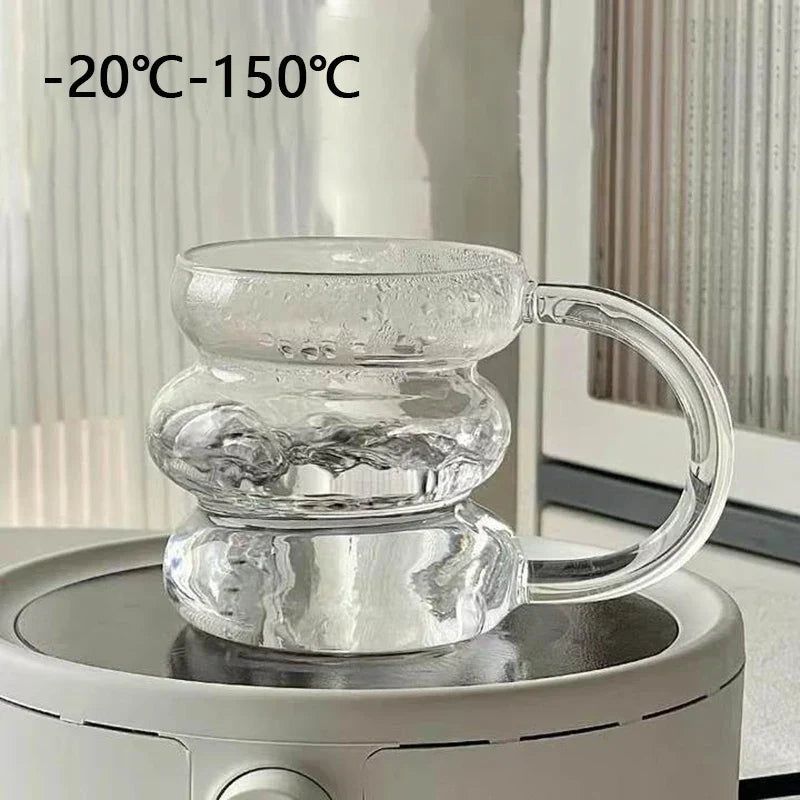 Glass Mug Irregular Bubble Design Heat-Resistant 10.1 fl oz