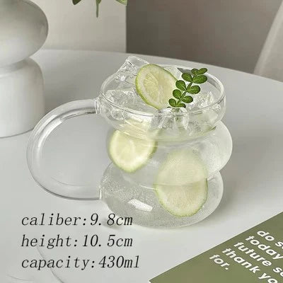 Glass Mug Irregular Bubble Design Heat-Resistant 10.1 fl oz