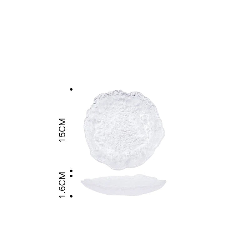 Glass Serving Plate Ice-Like Irregular Shape