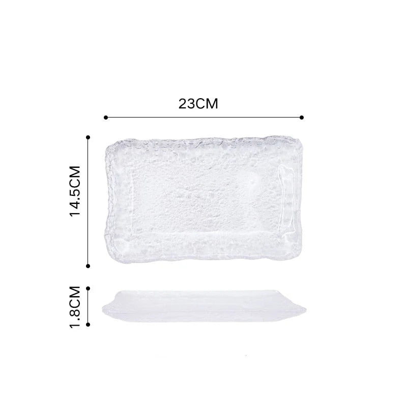 Glass Serving Plate Ice-Like Irregular Shape