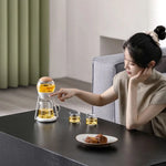 Glass Teapot Set Borosilicate With Stainless Steel Strainer & Walnut Lid