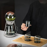 Glass Teapot Set Borosilicate With Stainless Steel Strainer & Walnut Lid
