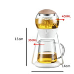 Glass Teapot Set Borosilicate With Stainless Steel Strainer & Walnut Lid