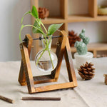 Glass Terrarium Wooden Frame Hydroponic Vase