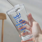 Glass Tumbler Borosilicate With Lid & Glass Straw Dishwasher-Safe 16.9 Oz