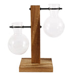 Glass Vase Clear Glass Wooden Stand Tabletop Décor