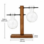 Glass Vase Clear Glass Wooden Stand Tabletop Décor