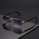 Glasses Rimless Square Lightweight With Protective Case
