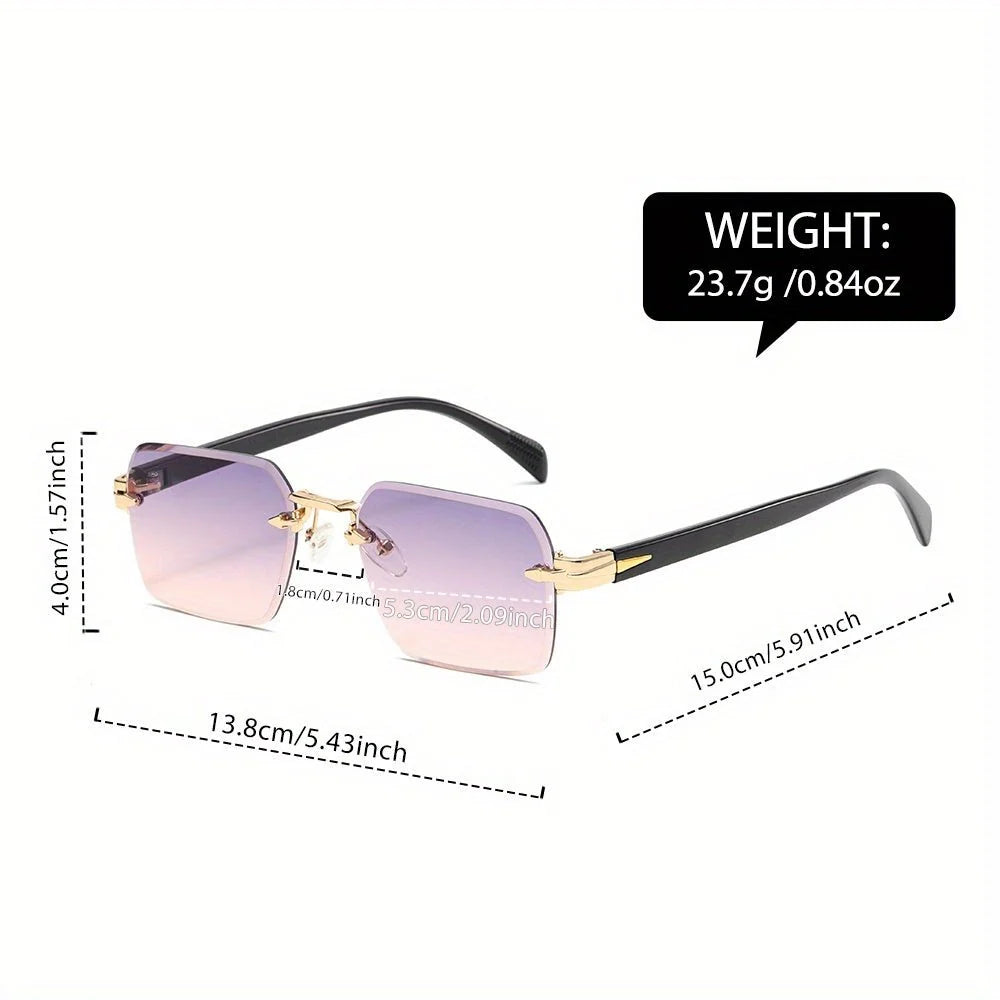 Glasses Rimless Square Lightweight With Protective Case