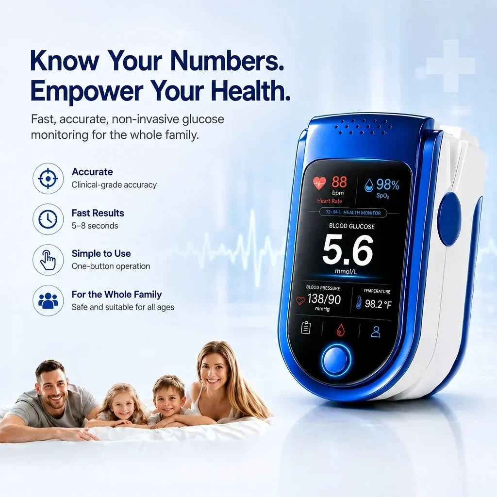 Glucose Monitor Non-Invasive Needle-Free Daily Tracking