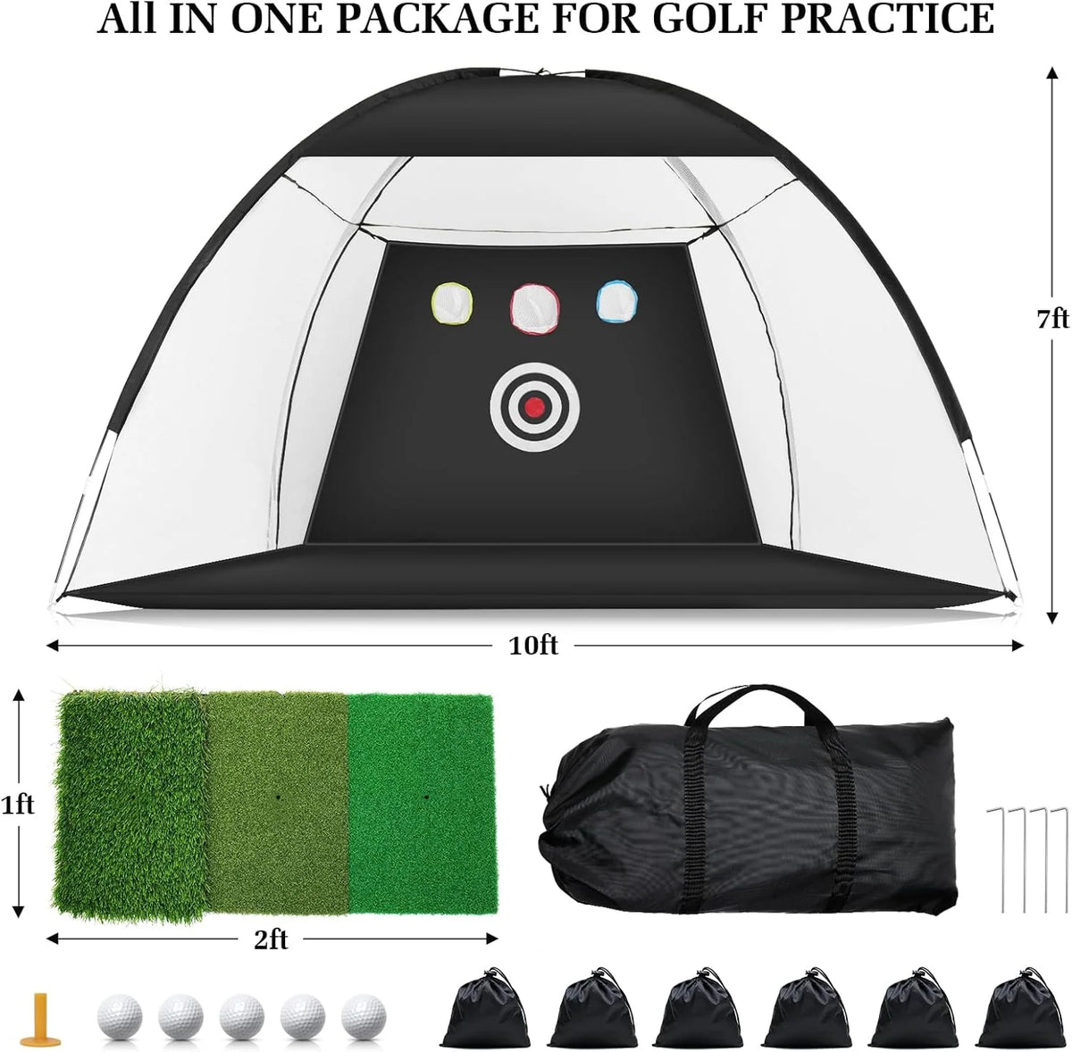 Golf Practice Net Portable Shock-Absorbing Target