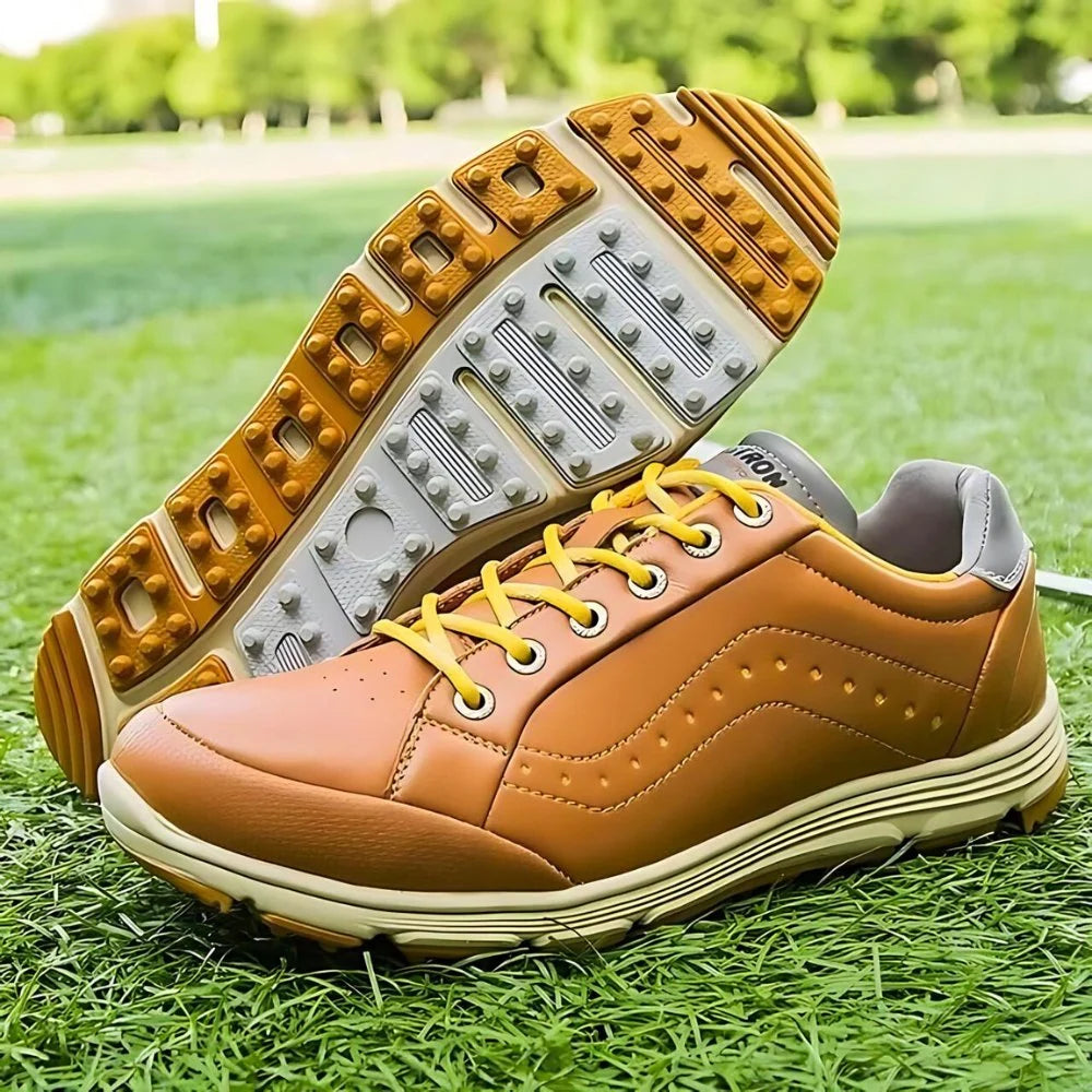 Golf Shoes Waterproof Leather Cushioned EVA Insole Integrated Traction