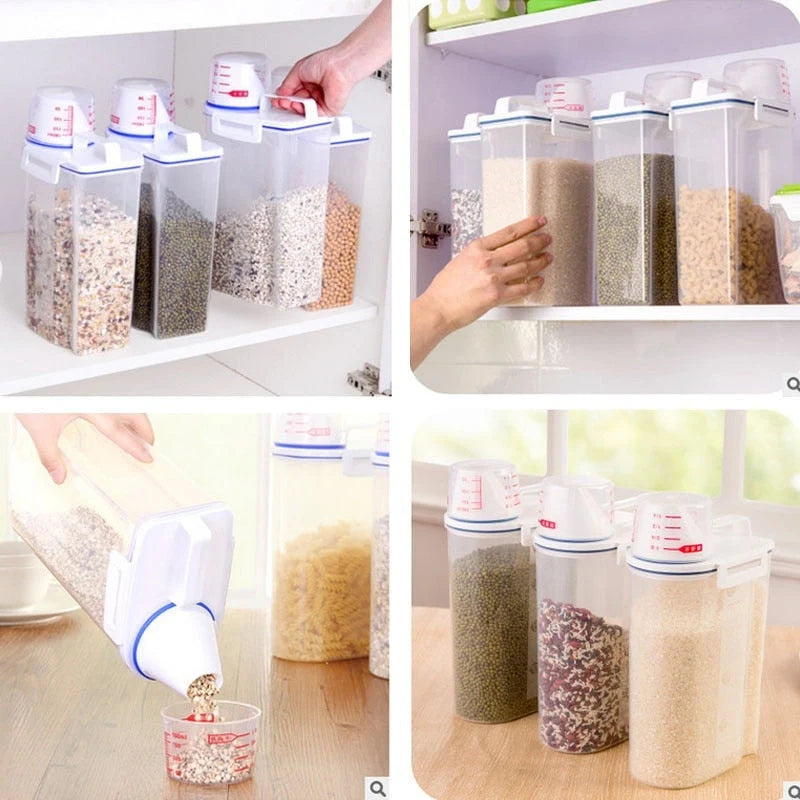 Grain Storage Container Measuring Cup Lid Refrigerator-Friendly Design