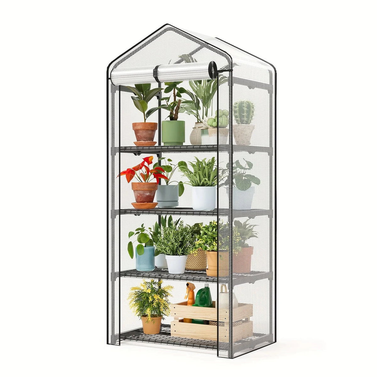 Greenhouse Portable Lockable Wheels & Removable Shelves