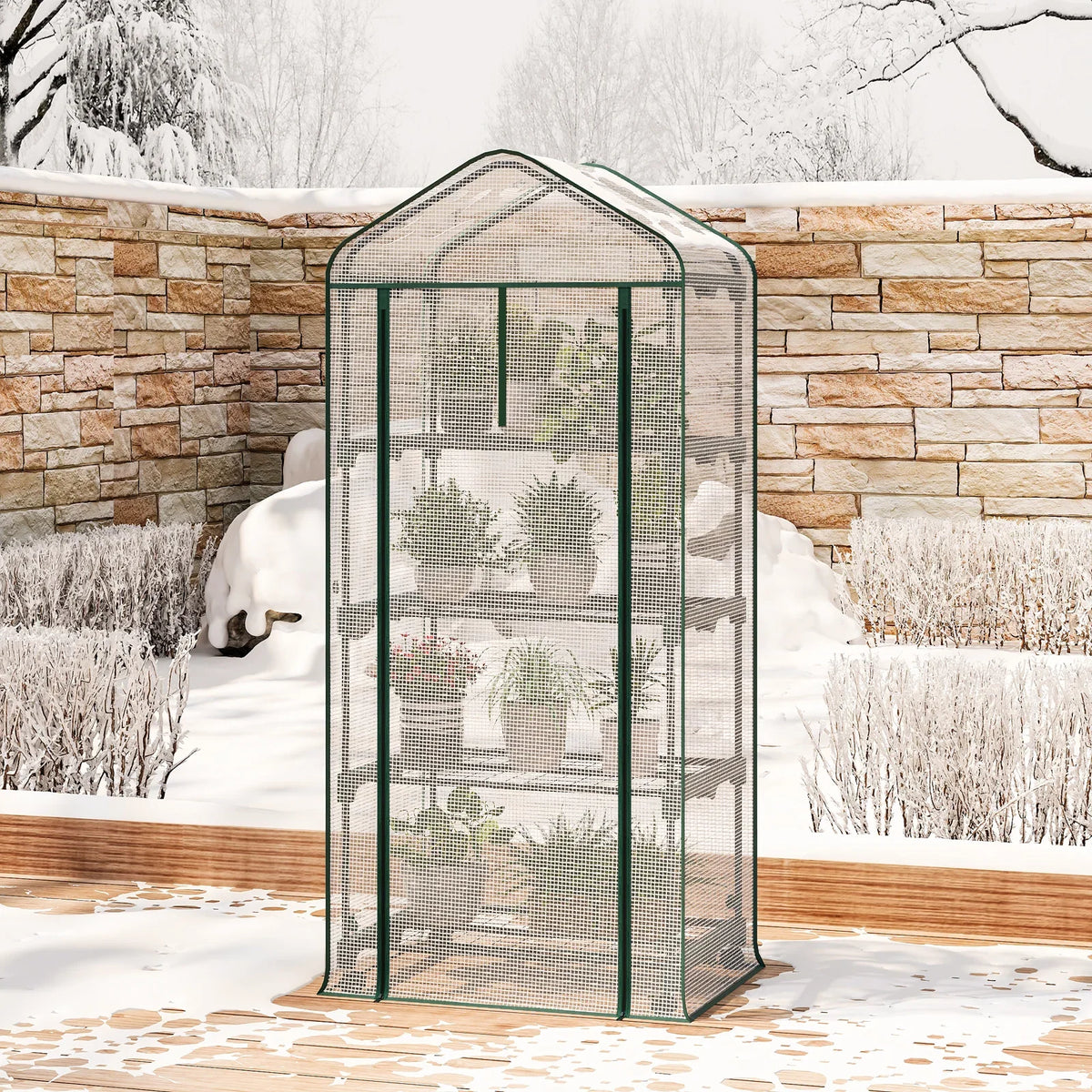Greenhouse Portable Lockable Wheels & Removable Shelves