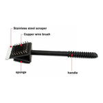 Grill Brush 3-in-1 Steel Bristles Scraper & Sponge