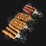 Grill Skewer Set Three-Prong Pull-Release 9 Inch Stainless Steel