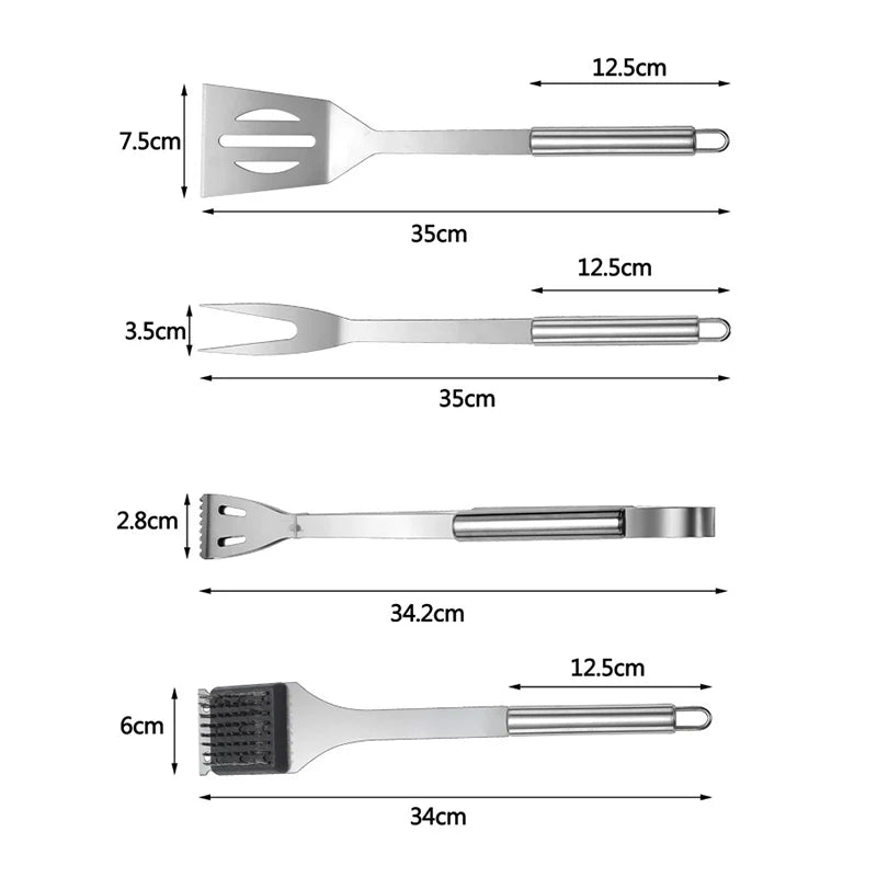 Grill Tool Set Stainless Steel Heat-Resistant With Carrying Bag