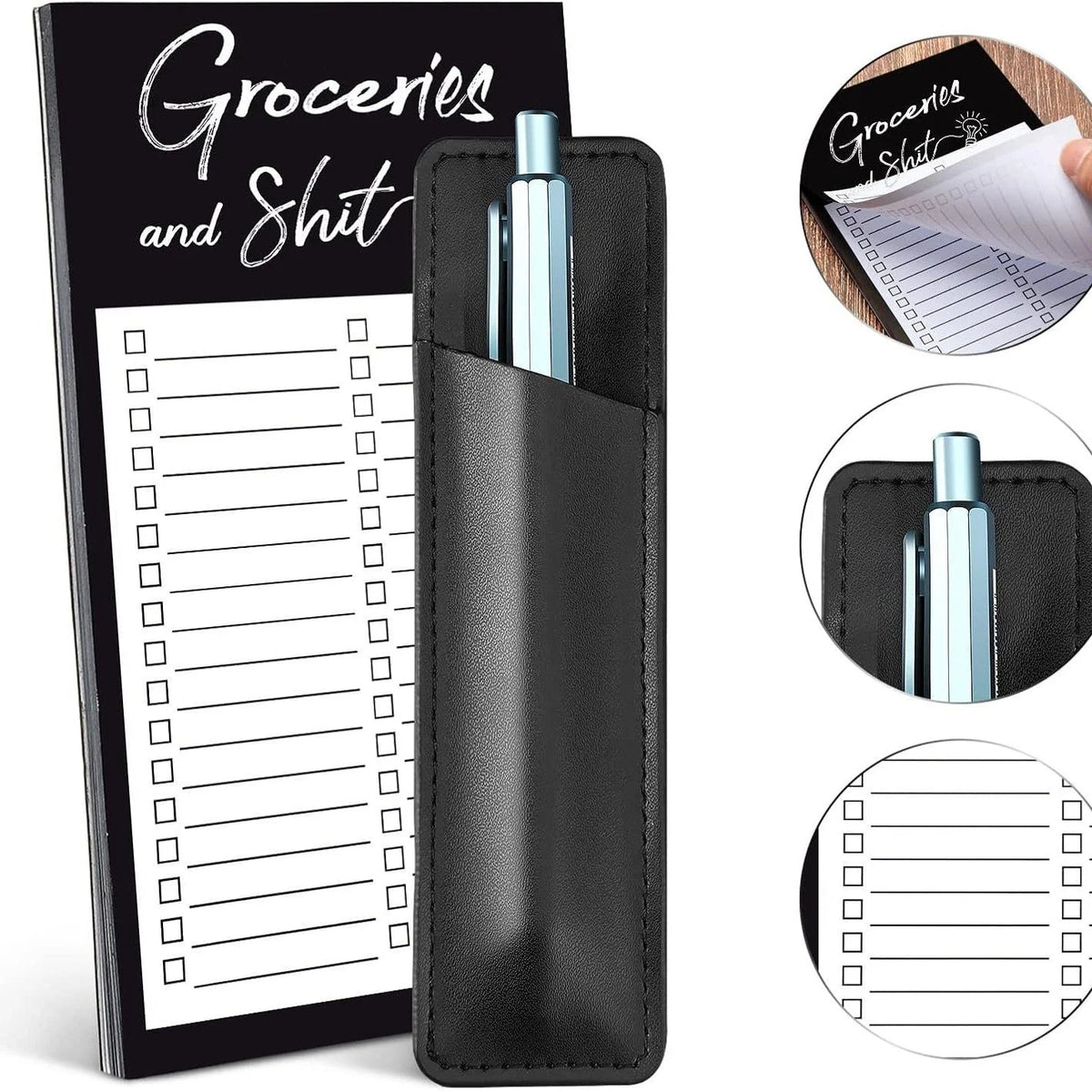 Grocery List Notepad Magnetic With Pen Holder 50 Sheets