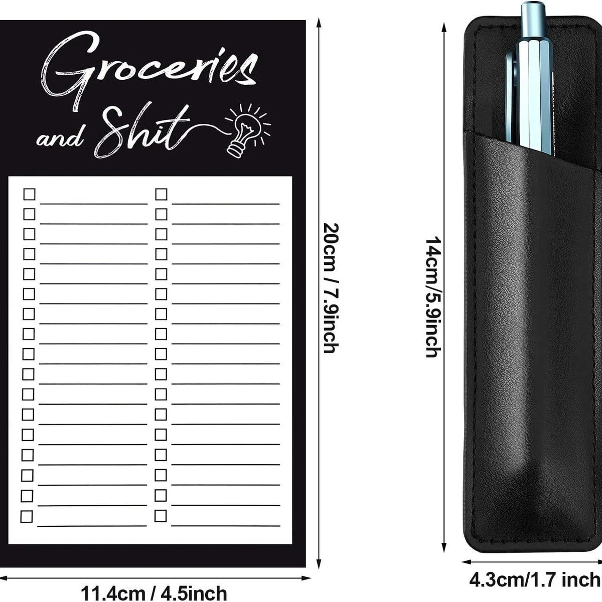 Grocery List Notepad Magnetic With Pen Holder 50 Sheets
