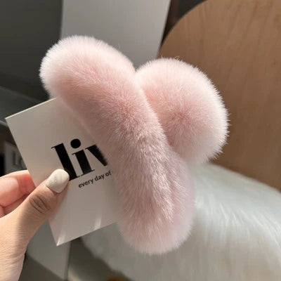Hair Claw Clip Plush Faux Fur Secure Hold