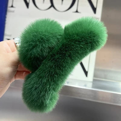 Hair Claw Clip Plush Faux Fur Secure Hold