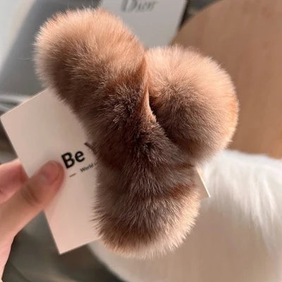 Hair Claw Clip Plush Faux Fur Secure Hold