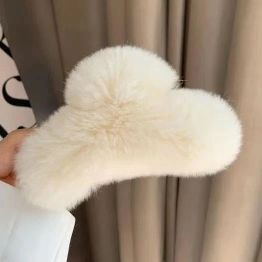 Hair Claw Clip Plush Faux Fur Secure Hold