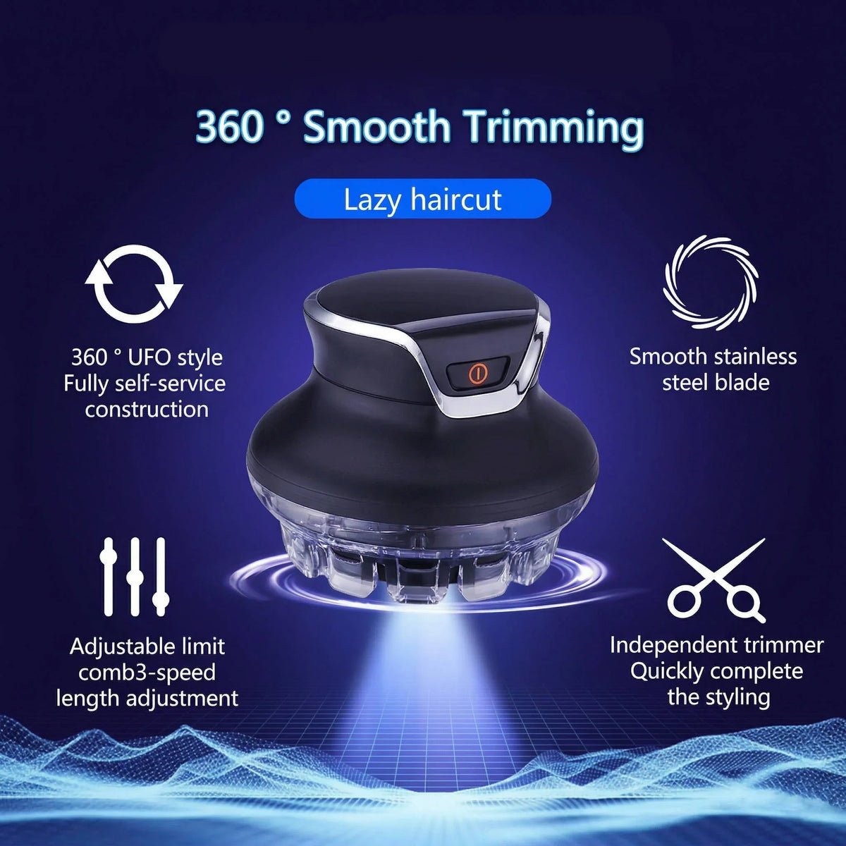Hair Clipper 360-Degree Rotating Head Stainless Steel Blades