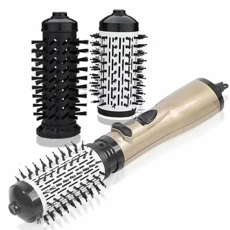 Hair Dryer Brush 360° Rotating Tourmaline Ceramic Interchangeable Heads